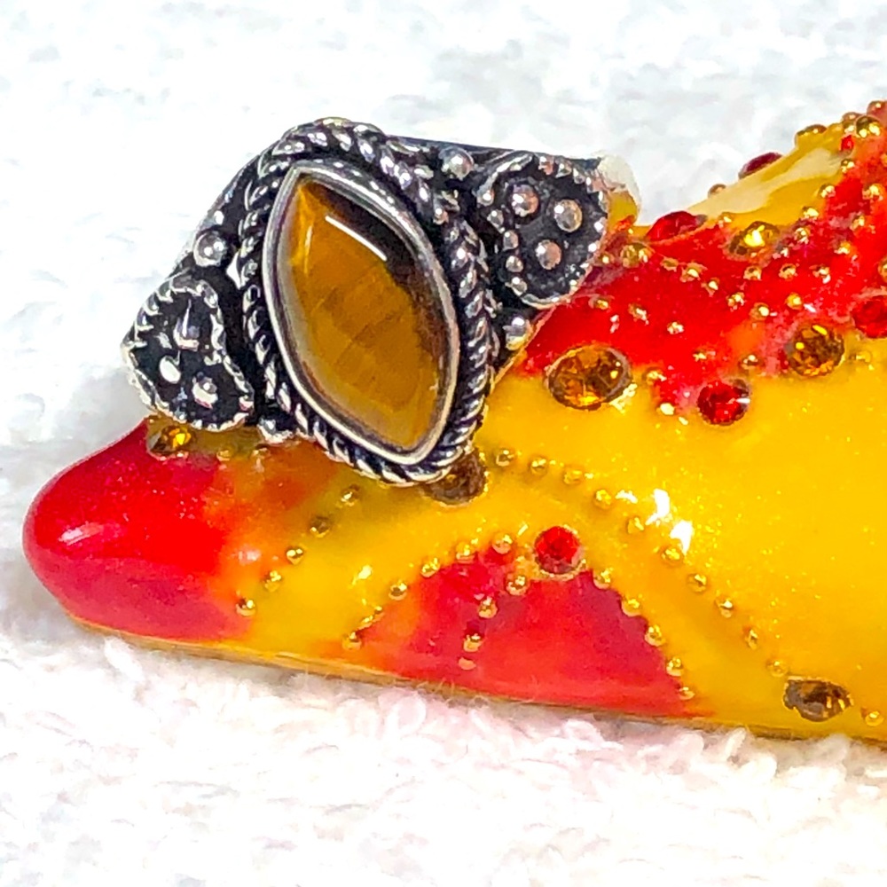 🐅ethnic tiger eye ring 925, size 8